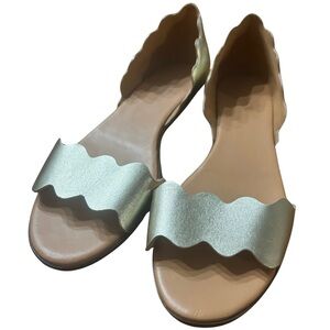 J.CREW Metallic Scalloped Leather Sandals – Size 9